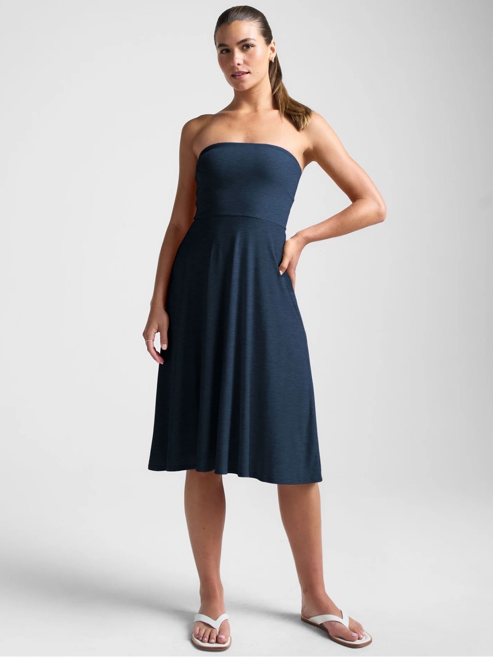 Beyond Yoga Strapless Navy Midi Dress